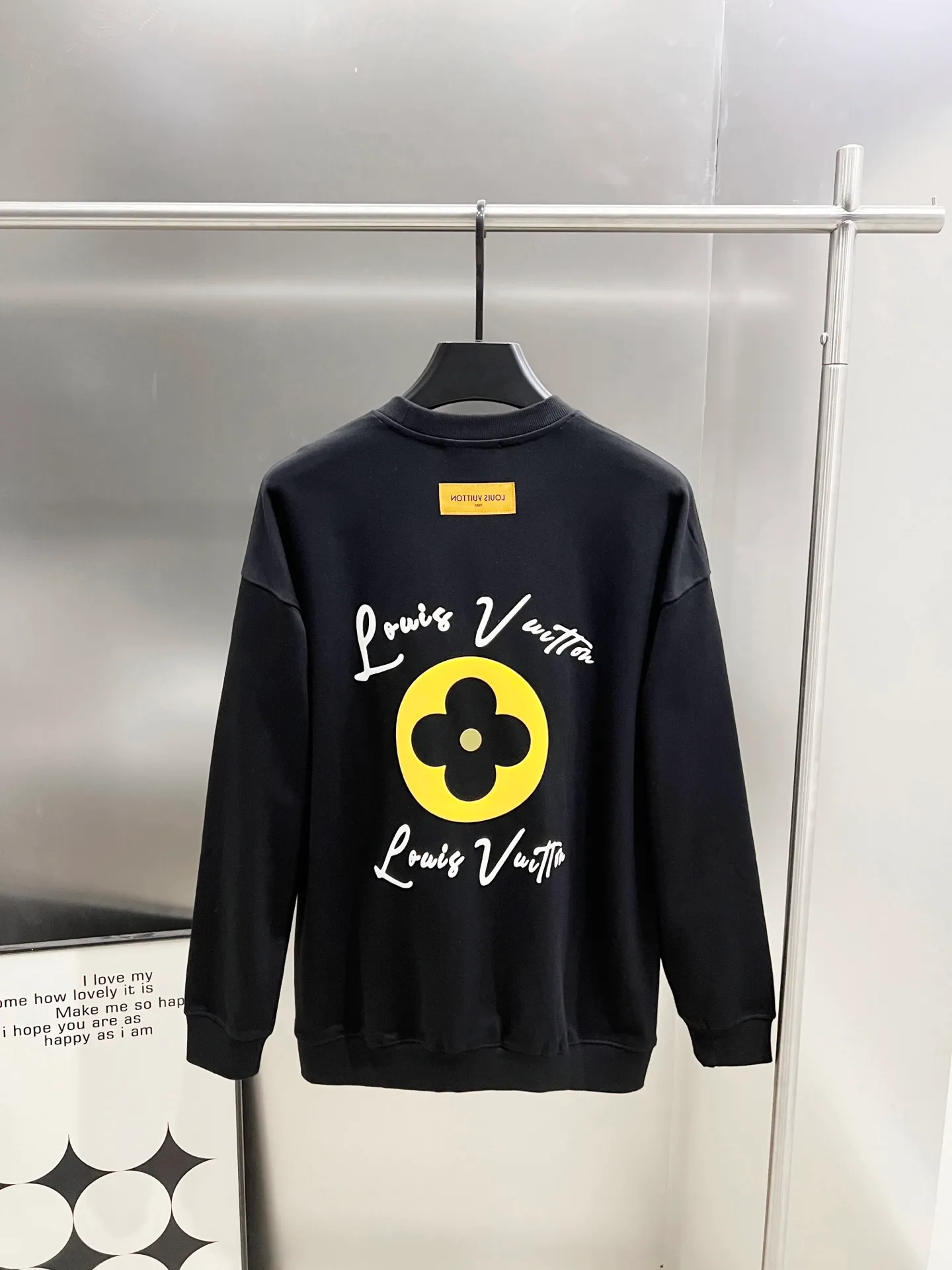 🅿️260 1v Louis* 2025 autumn and winter new style, customized double yarn fabric, round neck long-sleeved sweatshirt, classic large flower foaming technology design, high-end version! The same loose version for men and women S M L XL XXL five sizes color black white